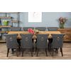2.4m Reclaimed Teak Urban Fusion Cross Dining Table with 8 Dove Grey Windsor Ring Back Dining Chairs - 1