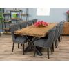 2.4m Reclaimed Teak Urban Fusion Cross Dining Table with 8 Dove Grey Windsor Ring Back Dining Chairs - 5