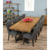 2.4m Reclaimed Teak Urban Fusion Cross Dining Table with 8 Dove Grey Windsor Ring Back Dining Chairs - 0