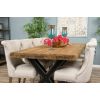 2.4m Reclaimed Teak Urban Fusion Cross Dining Table with 8 Natural Windsor Ring Back Dining Chairs  - 5