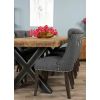 2.4m Reclaimed Teak Urban Fusion Cross Dining Table with 8 Dove Grey Windsor Ring Back Dining Chairs - 3