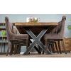 2.4m Reclaimed Teak Urban Fusion Cross Dining Table with 8 Velveteen Ring Back Dining Chairs  - 2