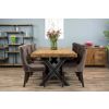 2.4m Reclaimed Teak Urban Fusion Cross Dining Table with 8 Velveteen Ring Back Dining Chairs  - 3
