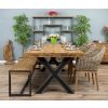 2.4m Reclaimed Teak Urban Fusion Cross Dining Table with One Backless Bench and 3 Scandi Armchairs - 2