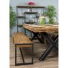 2.4m Reclaimed Teak Urban Fusion Cross Dining Table with One Backless Bench and 4 Stackable Zorro Chairs - 5