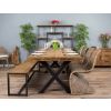 2.4m Reclaimed Teak Urban Fusion Cross Dining Table with One Backless Bench and 4 Stackable Zorro Chairs - 6