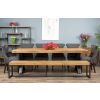 2.4m Reclaimed Teak Urban Fusion Cross Dining Table with One Backless Bench and 4 Dove grey Windsor Ring Back Dining Chairs  - 5