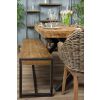 2.4m Reclaimed Teak Urban Fusion Cross Dining Table with One Backless Bench and 3 Scandi Armchairs - 9