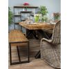 2.4m Reclaimed Teak Urban Fusion Cross Dining Table with One Backless Bench and 4 Stackable Zorro Chairs - 10
