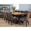 2.4m Reclaimed Teak Urban Fusion Cross Dining Table with 8 Velveteen Ring Back Dining Chairs  - 8