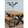 2.4m Reclaimed Teak Urban Fusion Cross Dining Table with Two Backless Benches  - 3