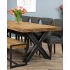 2.4m Reclaimed Teak Urban Fusion Cross Dining Table with One Backless Bench and 4 Dove grey Windsor Ring Back Dining Chairs  - 1