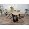 2.4m Industrial Chic Cubex Dining Table with Black Legs & 8 Stackable Zorro Chairs - 0