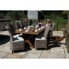 2.4m Reclaimed Teak Outdoor Open Slatted Cross Leg Table with 10 Latifa Chairs - 2