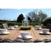 2.4m Reclaimed Teak Outdoor Open Slatted Cross Leg Table with 8 Donna Armchairs - 6