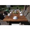 2.4m Reclaimed Teak Outdoor Open Slatted Cross Leg Table with 8 Donna Armchairs - 1