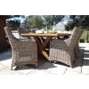 2.4m Reclaimed Teak Outdoor Open Slatted Cross Leg Table with 8 Donna Armchairs - 4