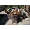 2.4m Reclaimed Teak Outdoor Open Slatted Cross Leg Table with 8 Donna Armchairs - 2