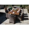 2.4m Reclaimed Teak Outdoor Open Slatted Cross Leg Table with 8 Donna Armchairs - 0