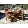2.4m Reclaimed Teak Outdoor Open Slatted Cross Leg Table with 8 Marley Armchairs - 1