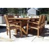 2.4m Reclaimed Teak Outdoor Open Slatted Cross Leg Table with 8 Marley Armchairs - 2