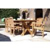 2.4m Reclaimed Teak Outdoor Open Slatted Cross Leg Table with 8 Marley Armchairs - 5