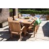 2.4m Reclaimed Teak Outdoor Open Slatted Cross Leg Table with 8 Marley Armchairs - 0