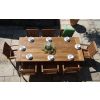 2.4m Reclaimed Teak Outdoor Open Slatted Cross Leg Table with 8 Marley Armchairs - 6