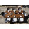 2.4m Reclaimed Teak Outdoor Open Slatted Cross Leg Table with 8 Scandi Armchairs - 8