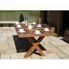 2.4m Reclaimed Teak Outdoor Open Slatted Cross Leg Table with 8 Donna Armchairs - 14