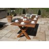 2.4m Reclaimed Teak Outdoor Open Slatted Cross Leg Table with 10 Latifa Chairs - 5