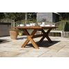 2.4m Reclaimed Teak Outdoor Open Slatted Cross Leg Table with 10 Latifa Chairs - 8