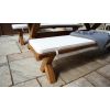 2.4m Reclaimed Teak Outdoor Open Slatted Cross Leg Table with 2 Backless Benches - 18