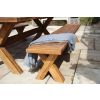 2.4m Reclaimed Teak Outdoor Open Slatted Cross Leg Table with 2 Backless Benches - 15