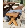 2.4m Reclaimed Teak Outdoor Open Slatted Cross Leg Table with 2 Backless Benches - 7