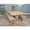 2.4m Farmhouse Cross Dining Table with 2 Dining Benches - 6