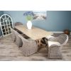 2.4m Farmhouse Cross Dining Table with 5 Riviera Armchairs & 1 Backless Bench - 2