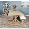2.4m Farmhouse Cross Dining Table with 3 Scandi Armchairs & 1 Backless Bench - 3