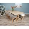 2.4m Farmhouse Cross Dining Table with 3 Scandi Armchairs & 1 Backless Bench - 0