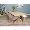 2.4m Farmhouse Cross Dining Table with 3 Scandi Armchairs & 1 Backless Bench - 6
