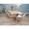 2.4m Farmhouse Cross Dining Table with 3 Scandi Armchairs & 1 Backless Bench - 8