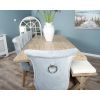 2.4m Farmhouse Cross Dining Table with 5 Windsor Ring Back Chairs & 1 Backless Bench - 3