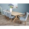 2.4m Farmhouse Cross Dining Table with 5 Windsor Ring Back Chairs & 1 Backless Bench - 8