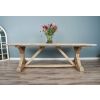 2.4m Farmhouse Cross Dining Table with 5 Windsor Ring Back Chairs & 1 Backless Bench - 12