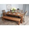 2.4m Reclaimed Teak Taplock Dining Table with 6 Latifa Chairs & 1 Backless Bench - 2