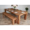 2.4m Reclaimed Teak Taplock Dining Table with 2 Backless Benches - 0