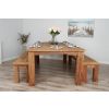 2.4m Reclaimed Teak Taplock Dining Table with 2 Backless Benches - 1