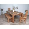 2.4m Reclaimed Teak Taplock Dining Table with 2 Backless Benches & 2 Vikka Armchairs - 2