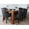 2.4m Reclaimed Teak Taplock Dining Table with 8 Grey Windsor Dining Chairs - 3