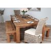 2.4m Reclaimed Teak Taplock Dining Table with 2 Backless Benches & 2 Latifa Chairs - 0